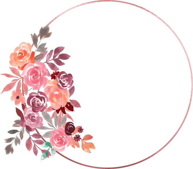 Circular Frame with Flowers Illustration